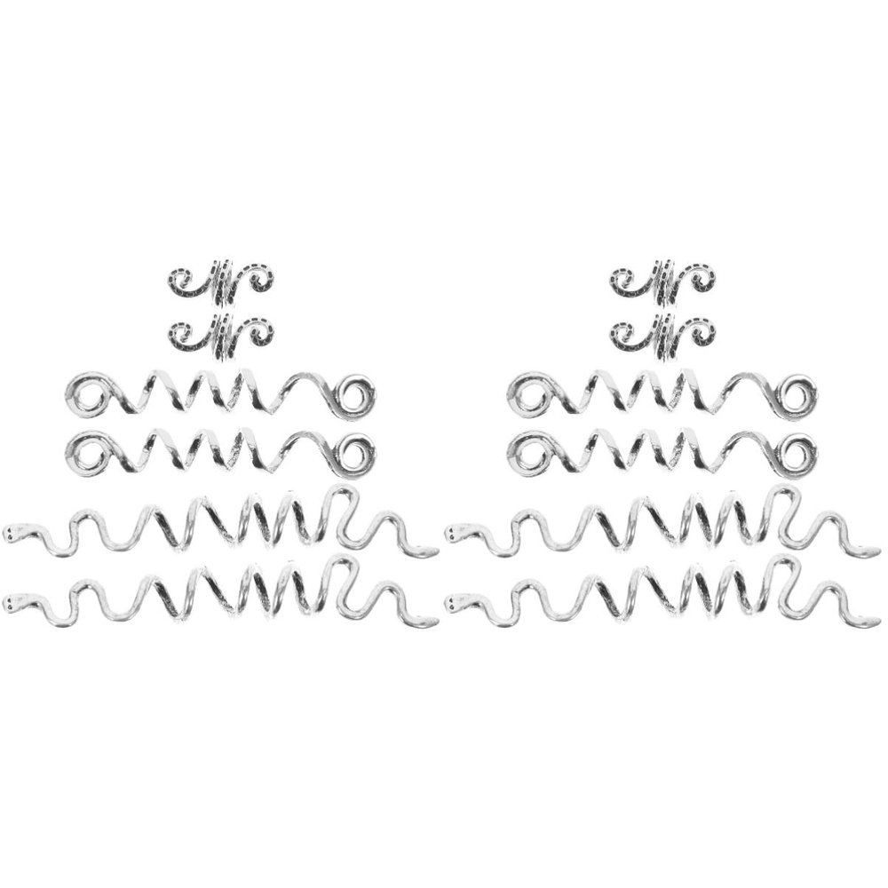 KALLORY 12pcs Spiral Braids Cuff Coil Adjustable Coils Hair Clip Charms Beards and Braid Spring Metal Men Rings Dreadlock Dread for Women Decor Girls Accessories