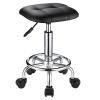 FNZIR Square PU Cushion Rolling Stool with Wheels Height Adjustable Swivel Stools Office Chair Black view 1