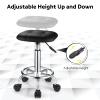 FNZIR Square PU Cushion Rolling Stool with Wheels Height Adjustable Swivel Stools Office Chair Black view 4