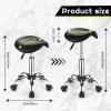FNZIR Saddle Rolling Stool with Wheels PU Leather Height Adjustable Swivel Stool Chair Black view 3