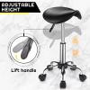 FNZIR Saddle Rolling Stool with Wheels PU Leather Height Adjustable Swivel Stool Chair Black view 4