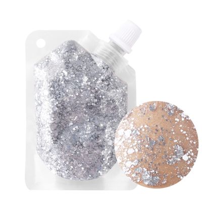 MEICOLY Silver Body Glitter,Music Festival Outfits for Women,Face Glitter Gel Festival Accessories,Chunky Glitter Face Paint,Mermaid Sequins Hair Glitter Makeup,Sparkle Body Glitter Gel for Women Kids