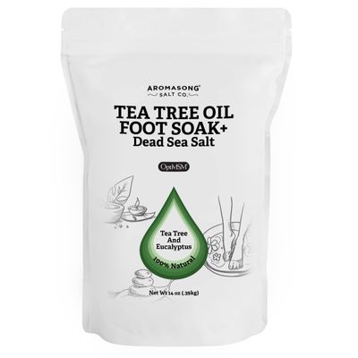 Aromasong Tea Tree Foot Soak with Magnesium Flakes and Dead Sea Foot Soaking Salts - Pedicure Tea Tree oil foot Soak for Dry Cracked Feet-Athlete's Callus Remover- Eliminates Odor- Packaging may vary