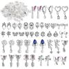 48 Pcs Dangle Nail Charms Luxury Rhinestones for Nails Heart Charms Silver Nail Gems Crystal Metal Nail Diamonds Stones for 3D Nails Art Decoration Jewelry Making, 24 Styles view 1
