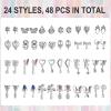 48 Pcs Dangle Nail Charms Luxury Rhinestones for Nails Heart Charms Silver Nail Gems Crystal Metal Nail Diamonds Stones for 3D Nails Art Decoration Jewelry Making, 24 Styles view 2