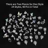 48 Pcs Dangle Nail Charms Luxury Rhinestones for Nails Heart Charms Silver Nail Gems Crystal Metal Nail Diamonds Stones for 3D Nails Art Decoration Jewelry Making, 24 Styles view 3