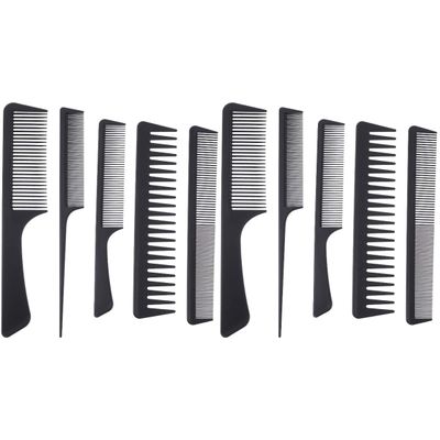 KALLORY 10pcs Carbon Fiber Hair Comb Professional Detangling Brush Tail Comb for Home Salon Styling Wide Fine Tooth Designs Lightweight Heat- for All Hair Types