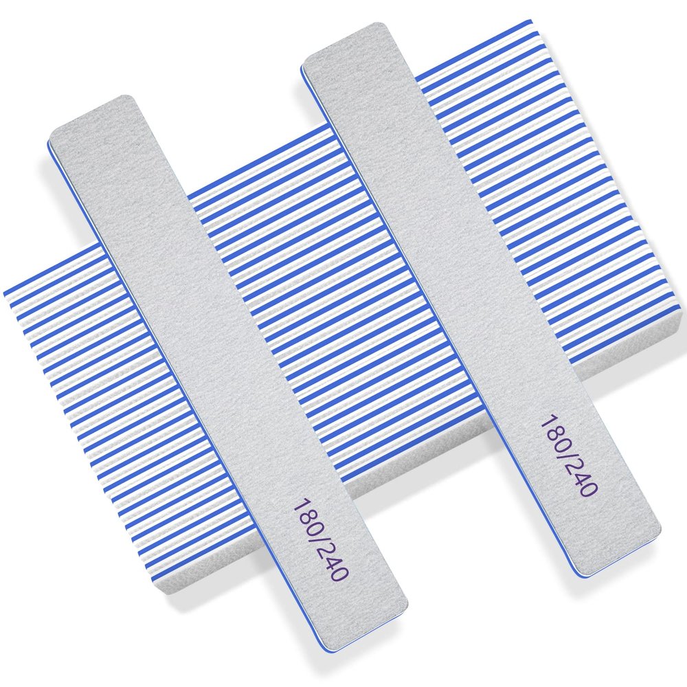 50pcs Nail Files 180/240 Grit - Professional Double Sided Emery Boards for Natural Nails