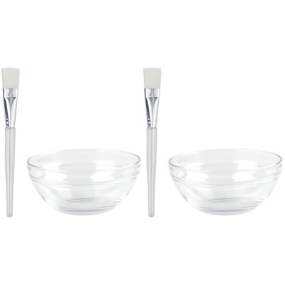 FRCOLOR 24pcs Transparent Facial Mask Mixing Bowl Soft Applicator Brush for Skin Care Portable Beauty Tool for Home and Travel Use