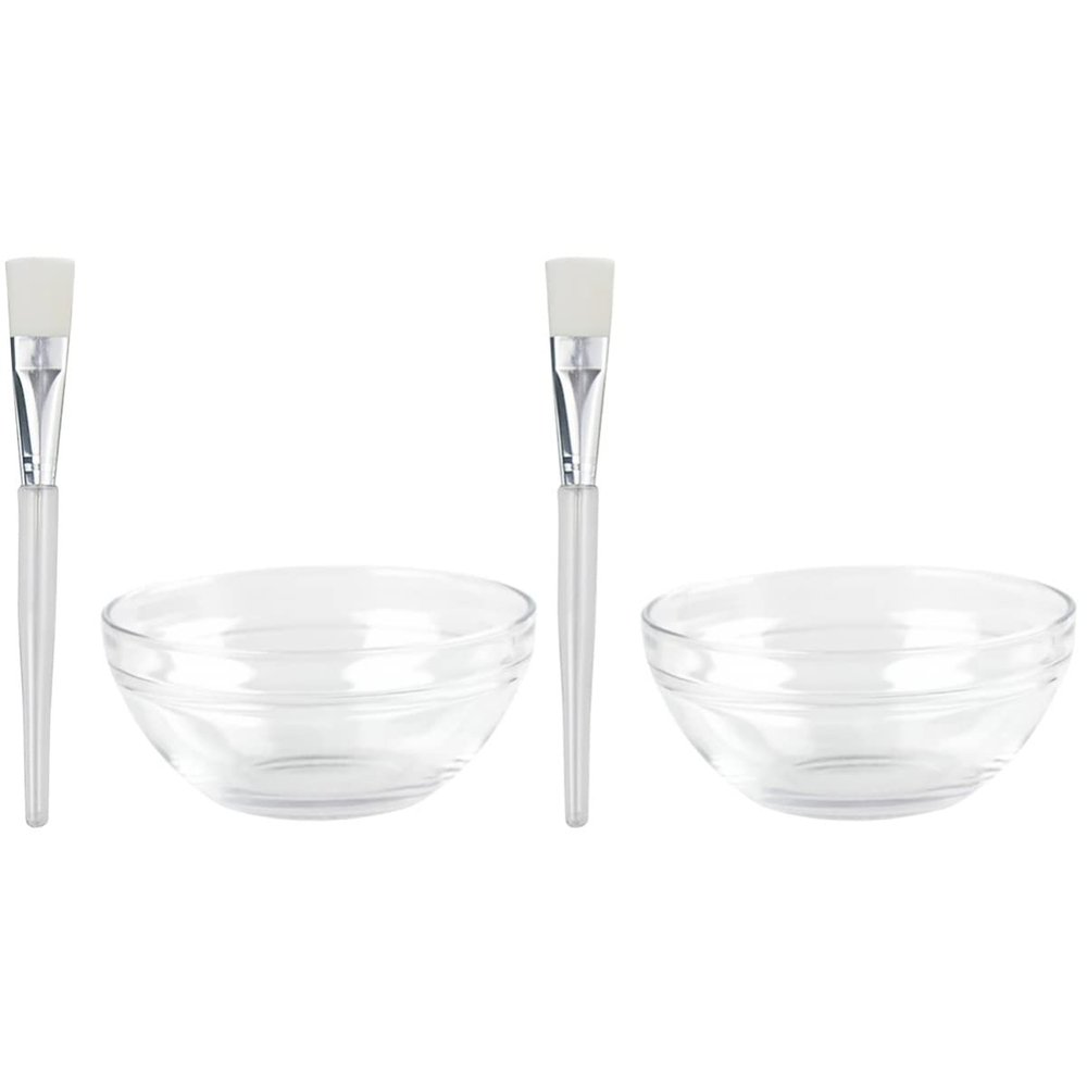 FRCOLOR 24pcs Transparent Facial Mask Mixing Bowl Soft Applicator Brush for Skin Care Portable Beauty Tool for Home and Travel Use