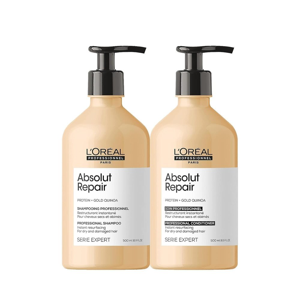 L'Oral Professionnel Paris Absolut Repair Shampoo & Conditioner Set - Repairs Damage & Provides Hair Shine, For Dry, Damaged Hair