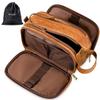 Elviros Toiletry Bag for Men, Large Travel Shaving Dopp Kit Water-resistant Bathroom Toiletries Organizer PU Leather Cosmetic Bags Fathers Day Gift (Medium, Brown) view 1