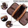 Elviros Toiletry Bag for Men, Large Travel Shaving Dopp Kit Water-resistant Bathroom Toiletries Organizer PU Leather Cosmetic Bags Fathers Day Gift (Medium, Brown) view 2