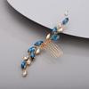 BERYUAN Peacock Blue Simple Crystal Hair Comb for Women Wedding Bridal Handmade Accessory Rhinestone Hairpiece Prom Banquet (peacock blue) view 3