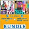 Jim&Gloria Dustless Hair Chalk Include Hair Extensions Mermaid Brushes Glitters Set of 17 Plus Face Paint 12 Colors include Stencils, Gold and Silver colors view 1