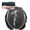 Hair Wonders Swiss Lace Hair System Toupee for Men Hairpiece Soft Lace Front Mens Toupee Human Hair Pieces Bleached Knot Natural Hairline1B# OFF BLACK-100% density7x9 view 3