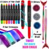 Jim&Gloria Dustless Hair Chalk Include Hair Extensions Mermaid Brushes Glitters Set of 17 Face Paint 32 Colors with Metallic and Neon view 2