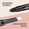 Music Flower Highlighter Stick, Double Ended Highlighter Makeup Stick with Sponge Brush, Shimmer Waterproof Long Lasting Smooth Silver Glitter Brighten Face Makeup Pencil, 1 Count view 3