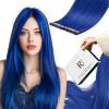 RUNATURE Blue Tape in Hair Extensions Human Hair 14 Inch 20g 10pcs Blue Hair Extensions Tape in Real Human Hair for Highlight Party Kids Colored Remy Hair view 1