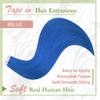 RUNATURE Blue Tape in Hair Extensions Human Hair 14 Inch 20g 10pcs Blue Hair Extensions Tape in Real Human Hair for Highlight Party Kids Colored Remy Hair view 3