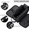 Elviros Toiletry Bag for Men, Large Travel Shaving Dopp Kit Water-resistant Bathroom Toiletries Organizer PU Leather Cosmetic Bags Fathers Day Gift(Medium, Black) view 3