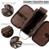 Elviros Toiletry Bag for Men, Large Travel Shaving Dopp Kit Water-resistant Bathroom Toiletries Organizer PU Leather Cosmetic Bags Fathers Day Gift (Medium, Chocolate) view 3
