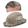 LYRICAL HAIR Toupee for Men Hair Piece System French Lace Front Mens Hairpiece Poly Skin PU Hair Replacement Wig for Men (8"x10", #565 Light-Med Brown+65% Gray-100% Light to Med-light Density) view 1