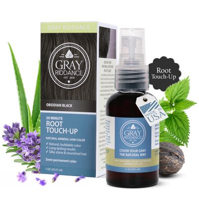Gray Riddance Root Touch-Up Spray, Temporary Wash-Out, Black, 1 fl oz
