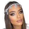Acenail Head Chain Wedding Headpieces Bride Rhinestone Head Accessories Gold Headbands Chain Bridal Forehead Chains Boho Hair Jewelry Halloween Festival Prom Head Chain Jewelry for Women (Silver) view 1