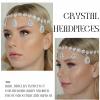Acenail Head Chain Wedding Headpieces Bride Rhinestone Head Accessories Gold Headbands Chain Bridal Forehead Chains Boho Hair Jewelry Halloween Festival Prom Head Chain Jewelry for Women (Silver) view 2