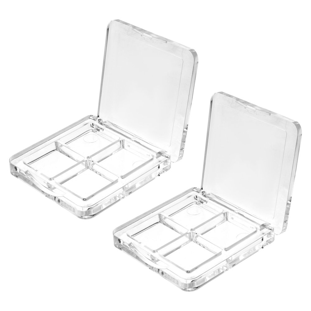 Beaupretty Empty Eyeshadow Palette 4 Pan Compact Diy Makeup Storage Box Refillable Eye Shadow Container for Women and Girls 2.36X2.36X0.47 Inch