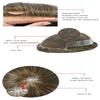 Hair Wonders Swiss Lace Hair System Toupee for Men Hairpiece Soft Lace Front Mens Toupee Human Hair Pieces Bleached Knot Natural Hairline#530 5# MEDIUM LIGHT BROWN+30% Gray-100% density7x9 view 2