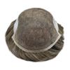 Hair Wonders Swiss Lace Hair System Toupee for Men Hairpiece Soft Lace Front Mens Toupee Human Hair Pieces Bleached Knot Natural Hairline#530 5# MEDIUM LIGHT BROWN+30% Gray-100% density7x9 view 4