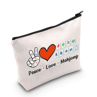 MNIGIU Funny Mahjong Bag Mahjong Lover Gift Peace Love Mahjong Board Game Fan Gift Mahjong Gift