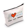 MNIGIU Funny Mahjong Bag Mahjong Lover Gift Peace Love Mahjong Board Game Fan Gift Mahjong Gift view 1