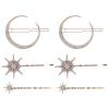 Beaupretty Rhinestone Star Hair Clips Retro Moon Hair Clips Snowflake Bobby Pin Hair Accessories for Women Girls Golden view 1