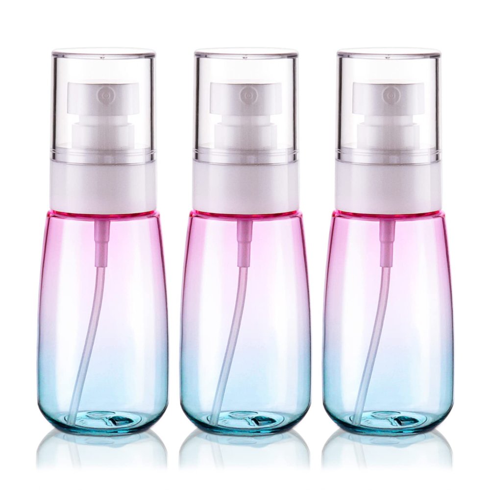 Cosywell Fine Mist Spray Bottles TSA Approved 2oz 60ml 3 Pack Leak Proof Travel Spray Bottle Empty Small Spray Bottles for Perfume Essential Oils Toners Rose Water Cosmetics (3Gradient Pink Blue)