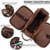 Elviros Toiletry Bag for Men, Large Travel Shaving Dopp Kit Water-resistant Bathroom Toiletries Organizer PU Leather Cosmetic Bags Fathers Day Gift (Medium, Dark Brown) view 3