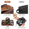 Elviros Toiletry Bag for Men, Large Travel Shaving Dopp Kit Water-resistant Bathroom Toiletries Organizer PU Leather Cosmetic Bags Fathers Day Gift (Medium, Dark Brown) view 4