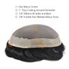 6X9" Fine Mono Toupee for Men European Human Hair System Hair Replacement Mens Wigs Durable NPU around Mens Toupee Black Hair Prosthesis (6X9"-110% Light to Medium Density, 1# JET BLACK) view 4