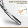 FERYES Cuticle Clipper with Pusher, 2 in 1 Professional Cuticle Trimmer, 6mm Full Jaw Cuticle Nipper, Stainless Steel Cuticle Remover Tool Mirror Silver view 3