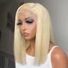 13x4 Short Bob Wig 613 Honey Blonde Bob HD Transparent Lace Frontal Human Hair Wig Brazilian Remy Straight Hair With Baby Hair Pre Plucked Natural Hairline Bleached Knots 150% Density 12 Inch view 1