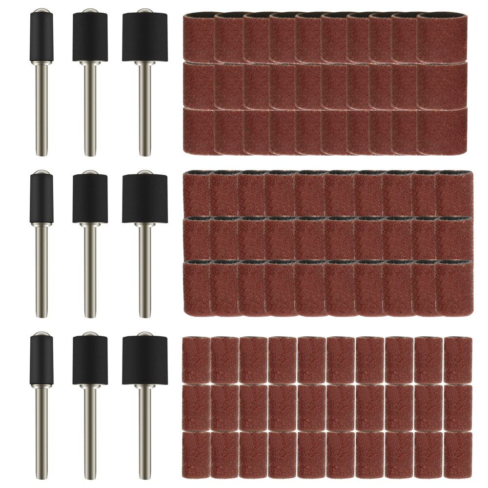 Beaupretty 204pcs Drum Mandrel Sanding Sleeves Nail Manicure Sandpaper Bands for Electric Nail Drill Easy Installation High Elasticity for Salon Use