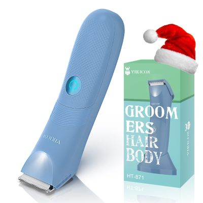 VIKICON Bikini Trimmer for Women: Painless Electric Pubic/Leg Shaver w/Light, Ceramic Hypoallergenic Blade, Waterproof Cordless Razor for Sensitive Skin, Travel-Ready Body Groomer, Gift for Her