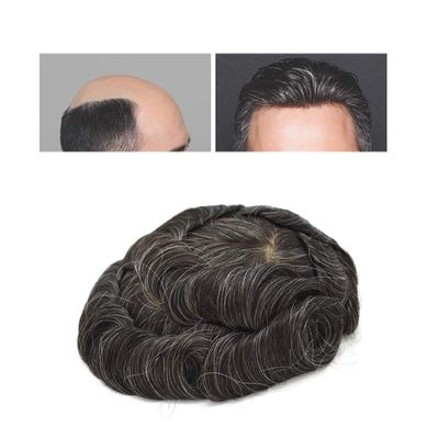 Hair Wonders Swiss Lace Hair System Toupee for Men Hairpiece Soft Lace Front Mens Toupee Human Hair Pieces Bleached Knot Natural Hairline#220 2# DARKEST BROWN +20% Gray-100% density8x10
