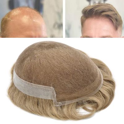 Hair Wonders Swiss Lace Hair System Toupee for Men Hairpiece Soft Lace Front Mens Toupee Human Hair Pieces Bleached Knot Natural Hairline20# LIGHT ASH BLONDE-100% density8x10