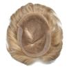 Hair Wonders Swiss Lace Hair System Toupee for Men Hairpiece Soft Lace Front Mens Toupee Human Hair Pieces Bleached Knot Natural Hairline20# LIGHT ASH BLONDE-100% density8x10 view 3