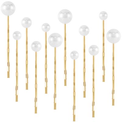 OIIKI 12PCS Pearls Hair Bobby Pins, Pearl Hair Clips, 3 Sizes Pearl Barrettes, Decorative Wedding Bobby Pins, Bridal Hairstyles Accessories for Women, Girls, Daily Use, Parties -Gold
