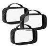 Moyad TSA Approved Clear Toiletry Bag with Handle, 3 Pack Quart Size 3-1-1 Liquids Pouch for Travel, Transparent Makeup & Cosmetic Organizer for Women Men, Black view 1