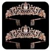 2 Pack Rose Gold Crystal Crowns Tiara for Women, Girls Elegant Princess Rhinestone Crown with Combs, Bridal Wedding Headbands Prom Birthday Party Halloween Hair Accessories Jewelry Gifts for Women view 1